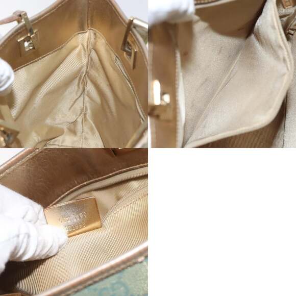 GUCCI GG Canvas Tote Bag Light Blue Gold 002 002 - Picture 12 of 12